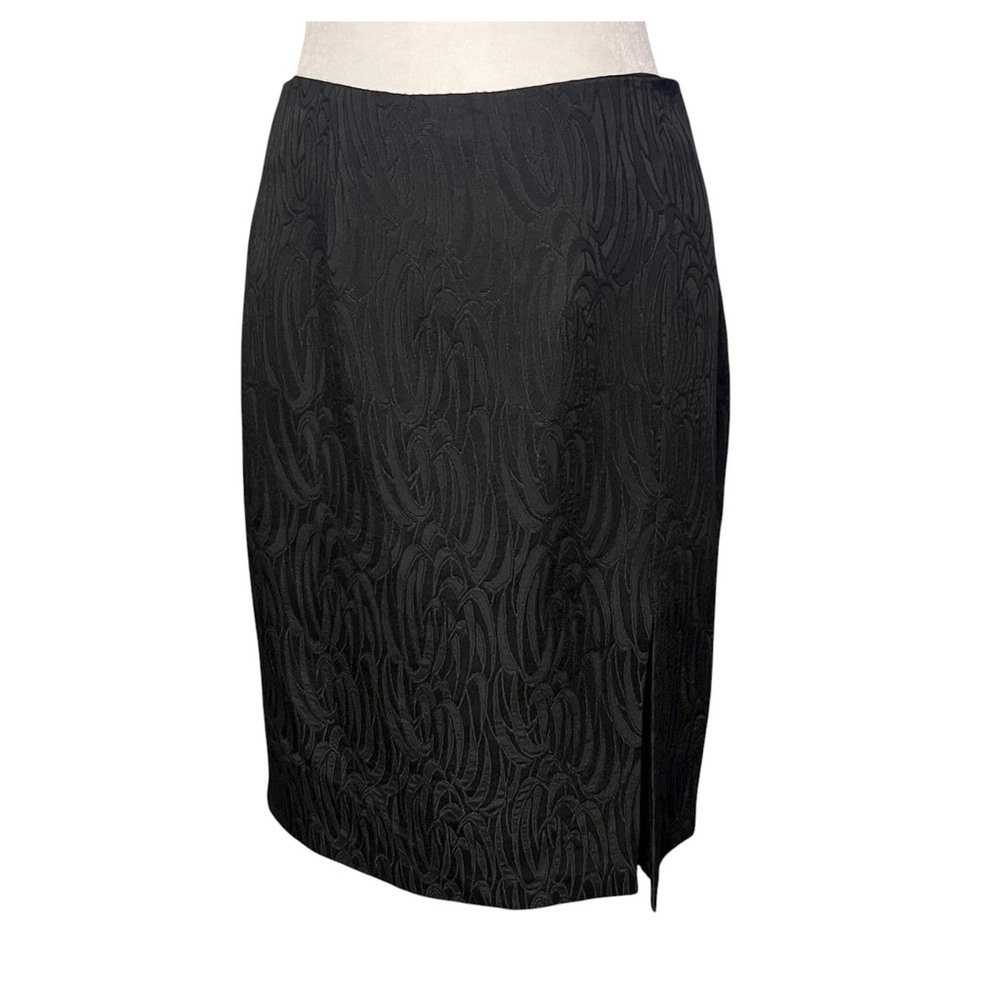 Anna Sui Black Jaquard Pencil Skirt Made In Italy Size 42 US 6
